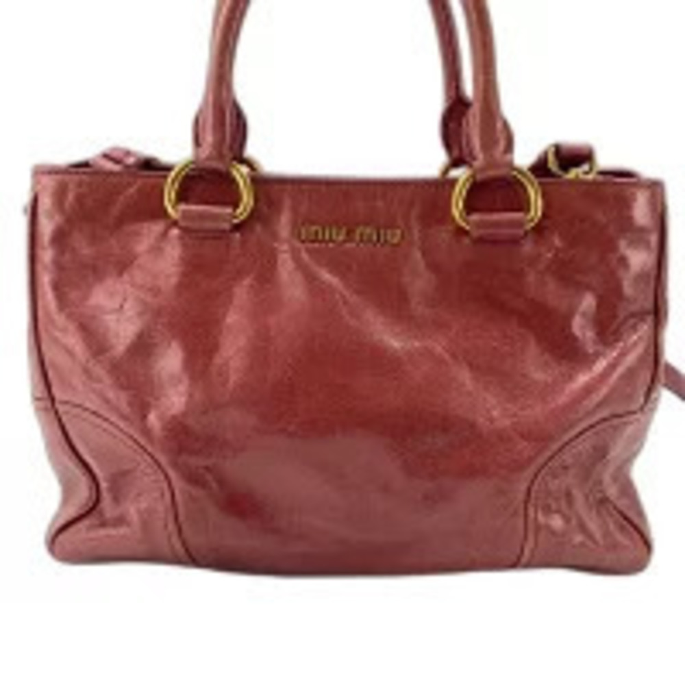 Miu Miu Vitello Leather Handbag deep berry burgundy red